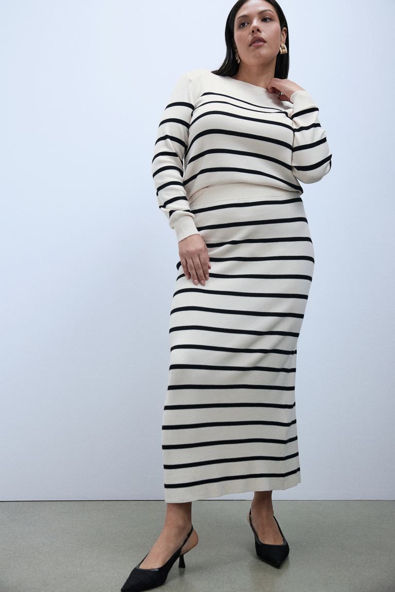 Shoulder-pad Sweater - Cream/black striped - Ladies | H&M US | H&M (US + CA)