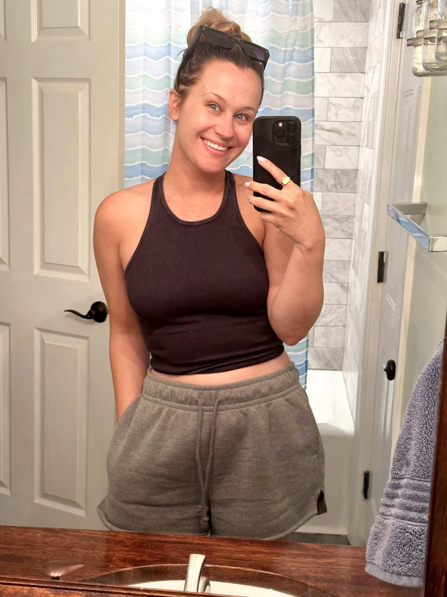 These sweat shorts are a must have for summer! The grey ones are all sold out but still available in other colors! Also linked this cropped top and sunglasses, both are amazon fashion finds 

#LTKsalealert #LTKunder50 #LTKfit