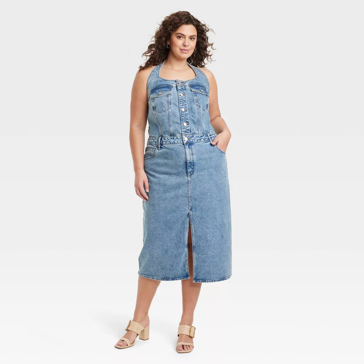 Women's Denim Midi Dress - Universal Thread™ Medium Wash | Target