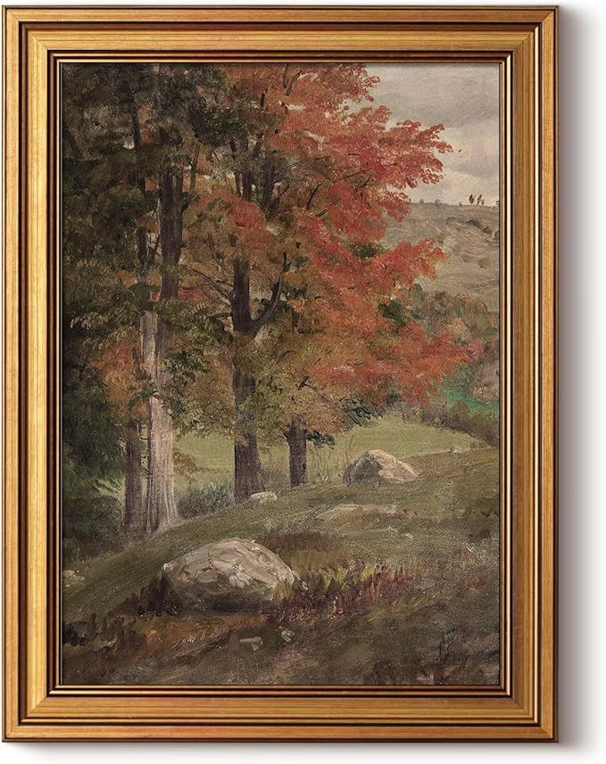HUARCEY Vintage Framed Canvas Wall Art, Autumn Birch Art Prints, Fall Forest Landscape Decor for ... | Amazon (US)