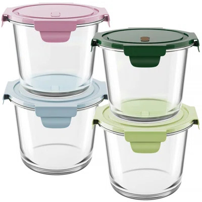 4 PCS Glass Meal Prep Containers With Lids, Airtight 3 Cup Glass Storage Containers Set | Wayfair North America