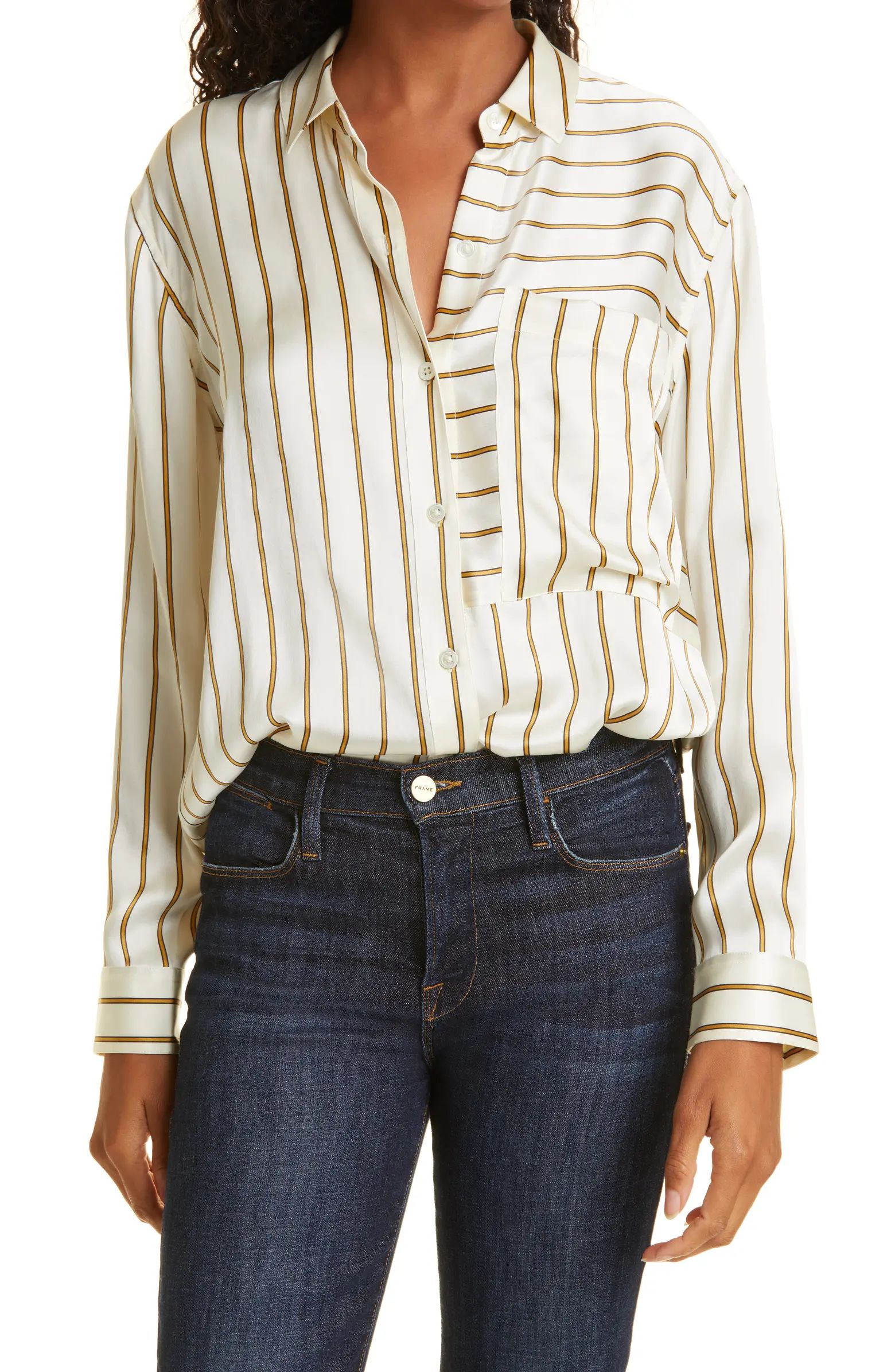 Spencer Stripe Silk Button-Up Shirt | Nordstrom