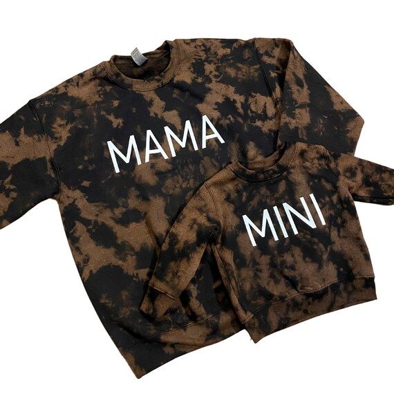 Mama + Mini Bleach Tie Dye Sweatshirt Set | Etsy (US)