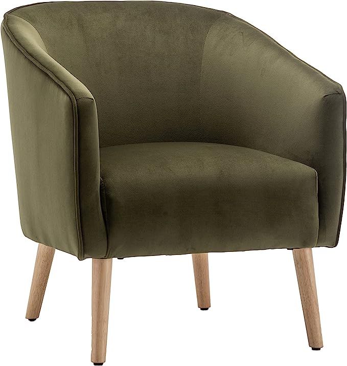 Wovenbyrd Mid-Century Modern Barrel Accent Chair with Tapered Legs, Sage Green Velvet | Amazon (US)