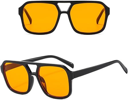 Retro 70s Square Aviator Sunglasses Women Men Vintage Rectangle Sunglasses Flat Frame Trendy Shad... | Amazon (US)