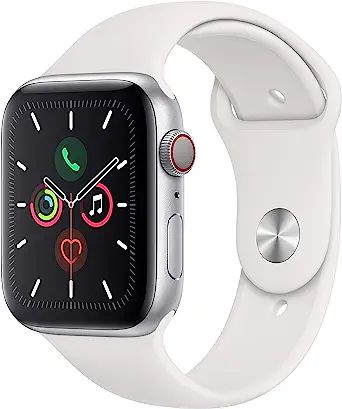 Apple Watch Series 5 (GPS + Cellular, 44mm) - Silver Aluminum Case with White Sport Band | Amazon (US)