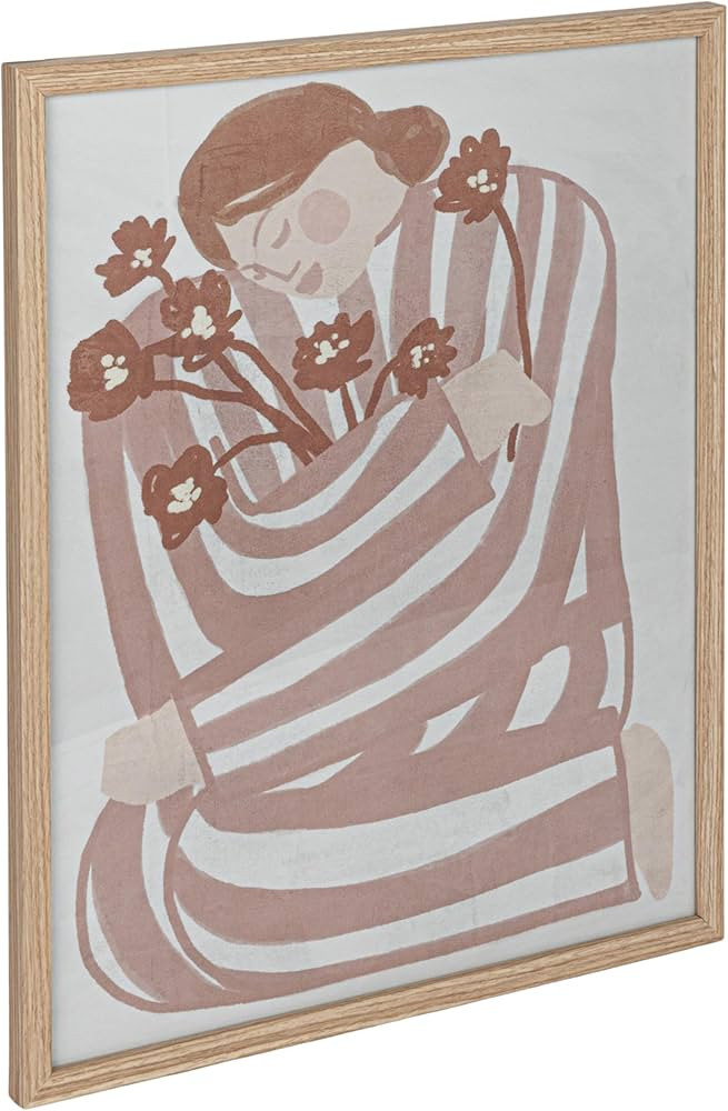 Creative Co-Op Reclaimed Wood and Glass Wall Art with Woman and Flowers, Multicolor | Amazon (US)