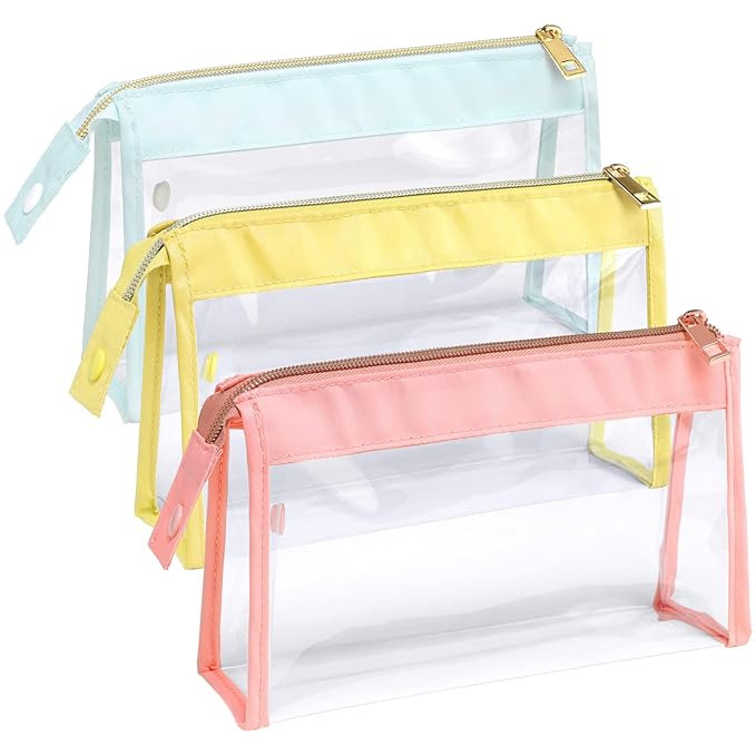 PACKISM Clear Makeup Bag - Large Opening Clear Pouches with Zipper, Help Organize Travel Toiletri... | Amazon (US)