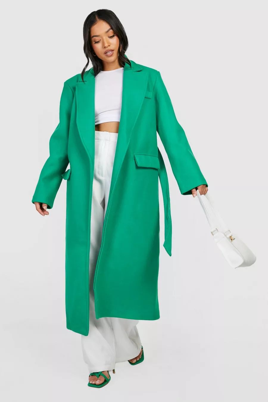 Petite Belted Wool Look Maxi Coat | Boohoo.com (US & CA)