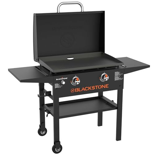 Blackstone 2147 Original 28” Griddle with Integrated Hood and Counter Height Dual Side Shelves, Powder Coated Steel, Black | Amazon (US)