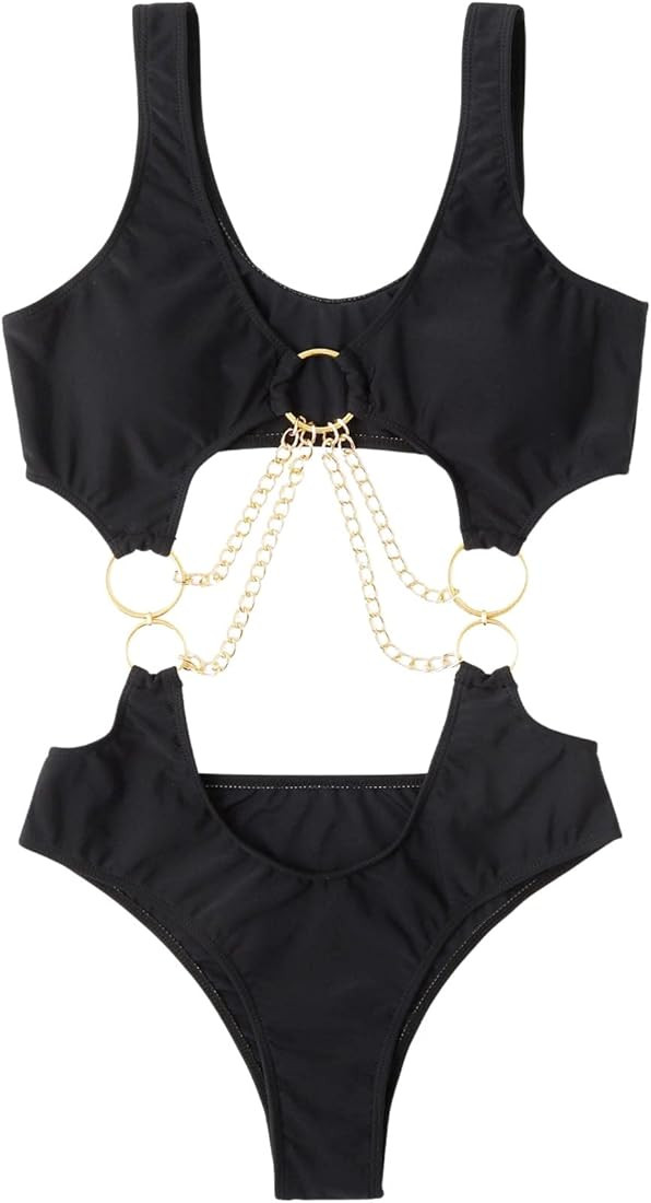 MakeMeChic Women's Cut Out Ring Linked One Piece Swimsuit Bathing Suit | Amazon (US)