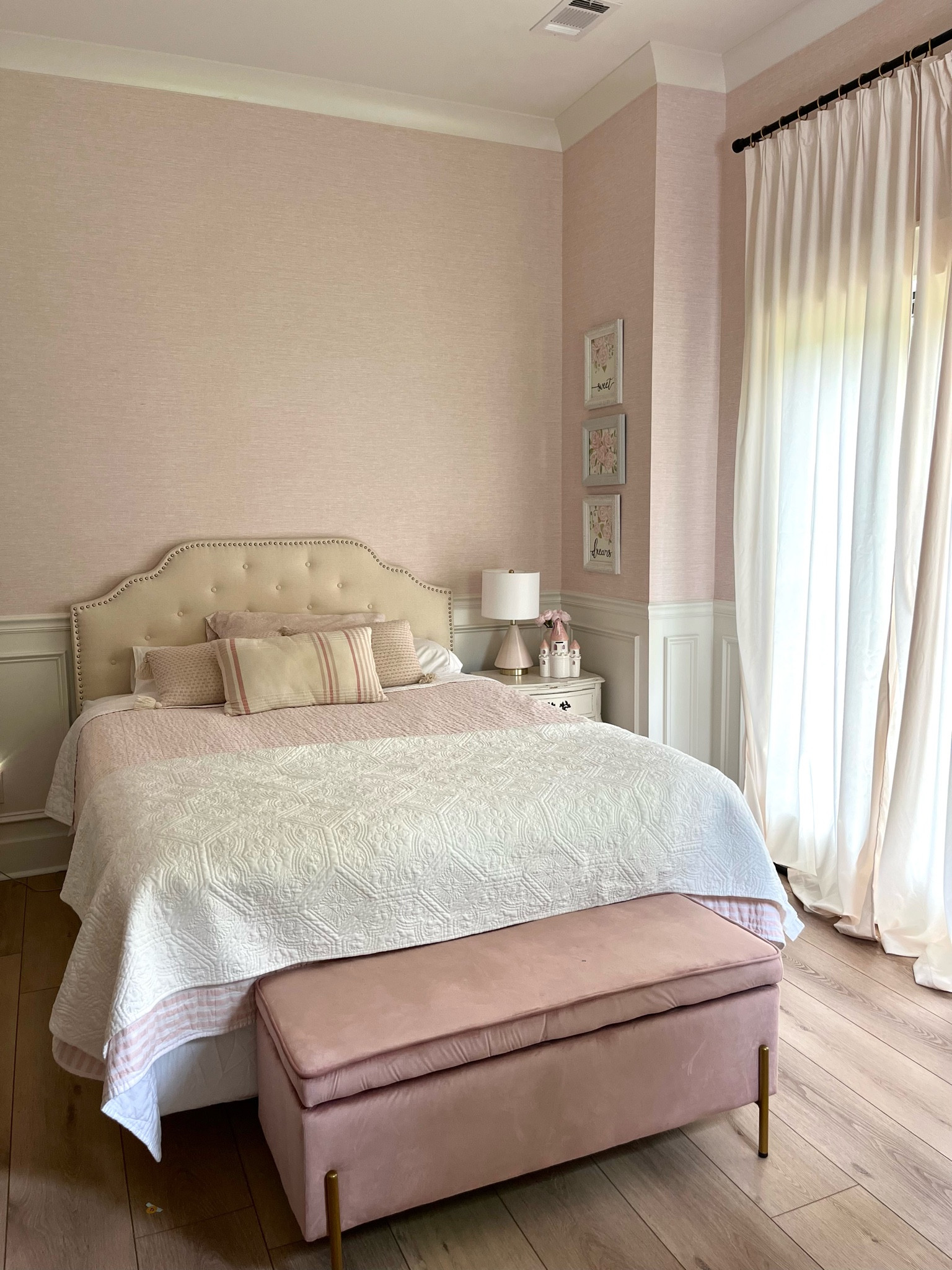 Think pink with Millie’s pink big girl room! Pink Vinyl textured wallpaper makes for easy clean up, a storage bench for all the toys, and antique furniture makes this room perfect for a first big girl room! 

#LTKsalealert #LTKfamily #LTKkids