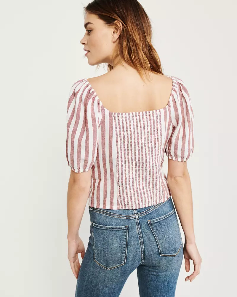 Button-Up Puff Sleeve Top | Abercrombie & Fitch US & UK