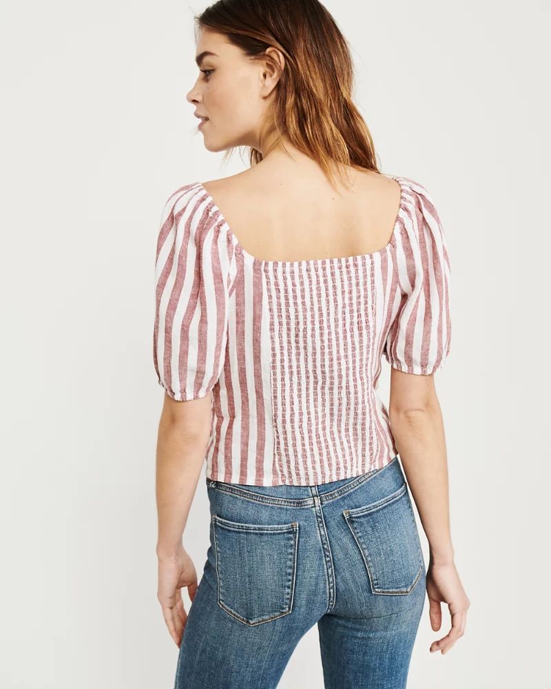Button-Up Puff Sleeve Top | Abercrombie & Fitch US & UK