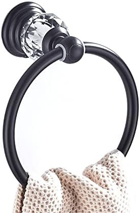 WINCASE Crystal Towel Ring, Black Hand Towel Holder , Bathroom Round Towel Hanger Racks Wall Moun... | Amazon (US)