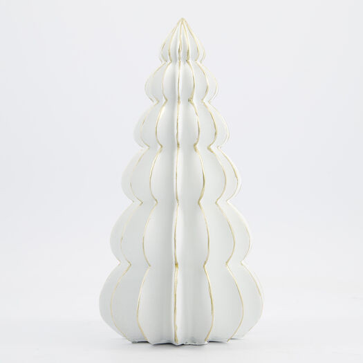 White & Gold Tone Christmas Tree Ornament 28x13cm | TK Maxx
