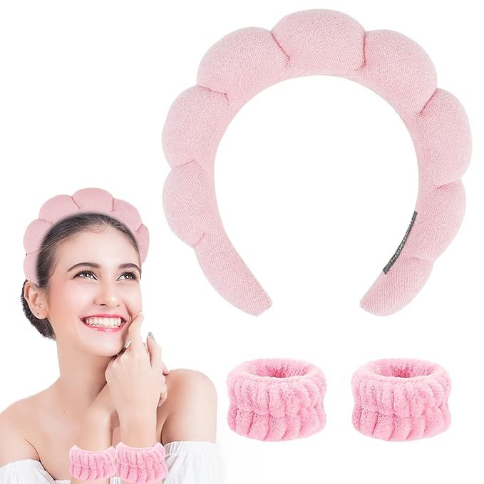 Spa Makeup Headband for Washing Face, Sponge Skincare Face Wash headbands for Women Girls - Bubbl... | Amazon (US)