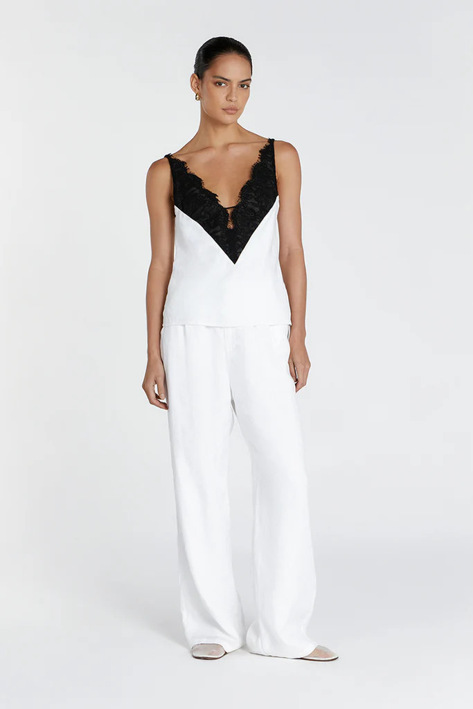 HAZEL WHITE LACE LINEN CAMI | DISSH