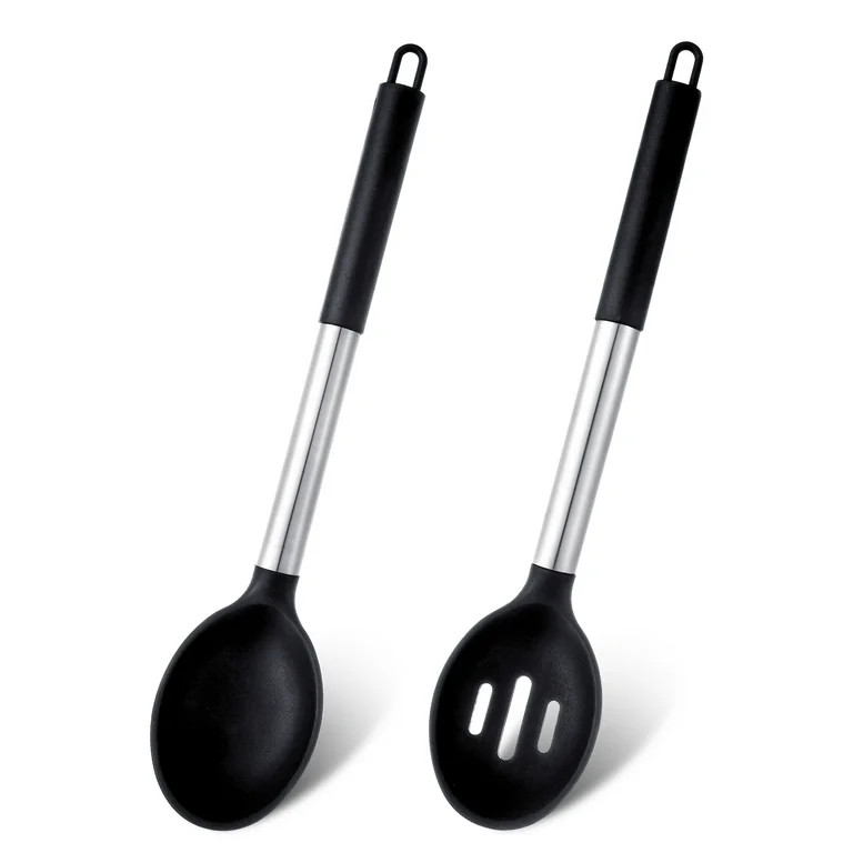 HEQUSIGNS 2Pcs Silicone Cooking Spoon, Large Serving Spoons, Nonstick High Temperature Food Grade... | Walmart (US)
