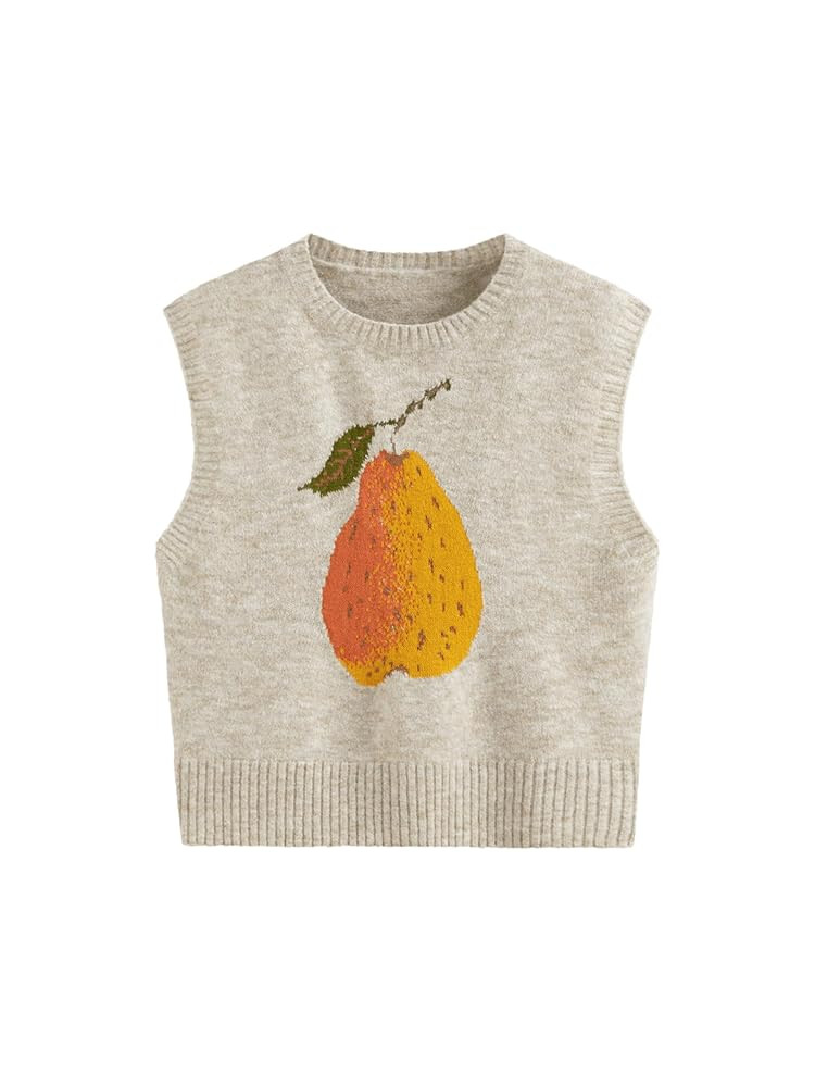 CIDER Women’s Sweater Vest Knit Sleeveless Pear Cute Graphic Sweater Vest Tank Top Fall Outfits | Amazon (US)