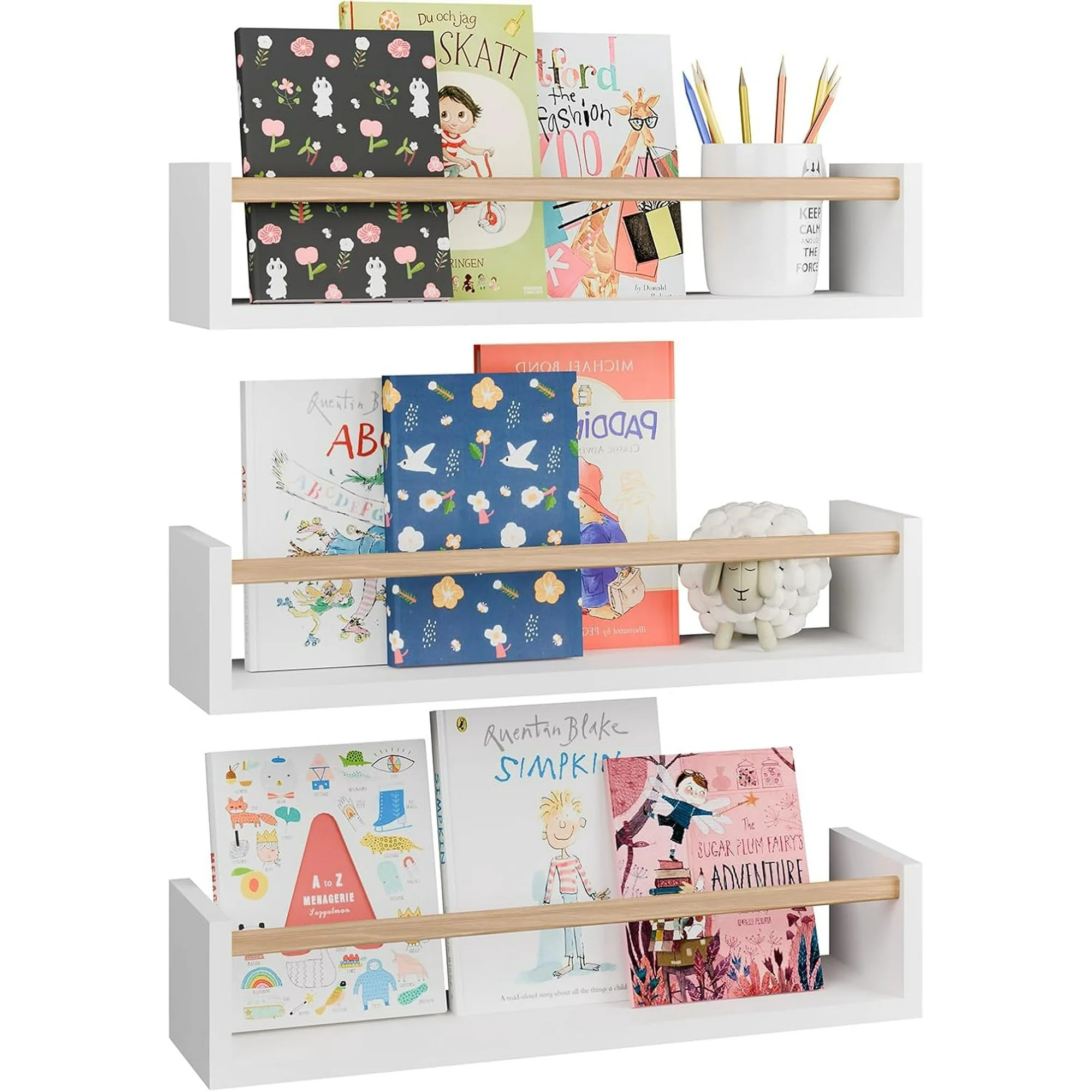 Fairy Nursery Bookshelves, 16.5 Inch Floating Shelves for Wall Set of 3, Kids Bookshelf for Bedro... | Walmart (US)
