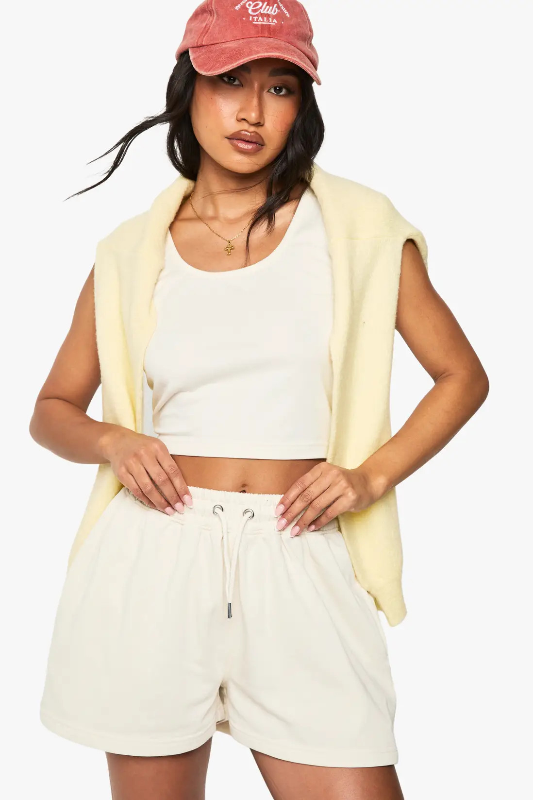 Black Scoop Neck Crop Top And Sweat Short Set | Boohoo | Boohoo.com (UK & IE)