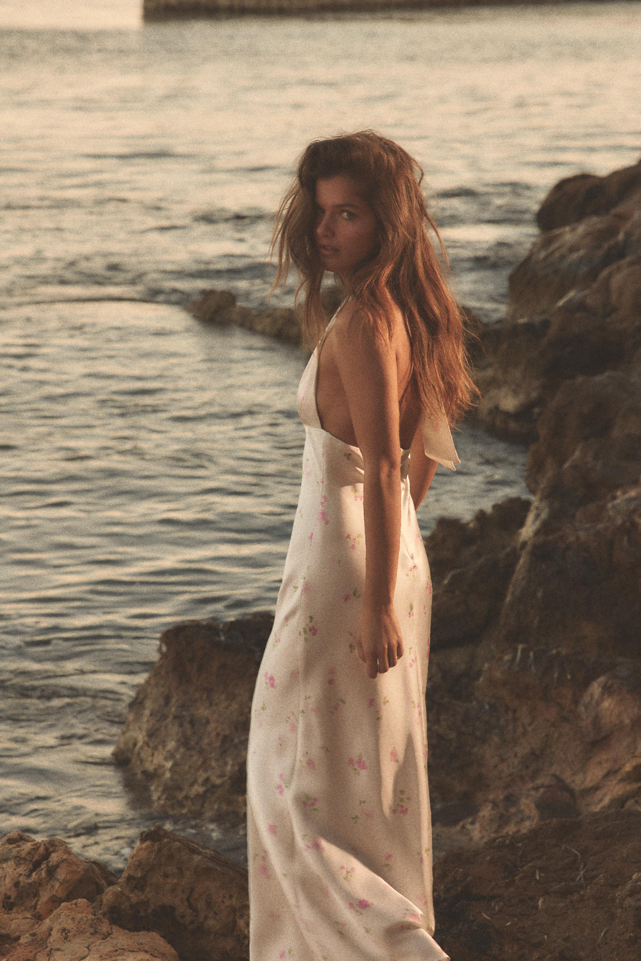FLORAL SATIN EFFECT MIDI DRESS | Zara US