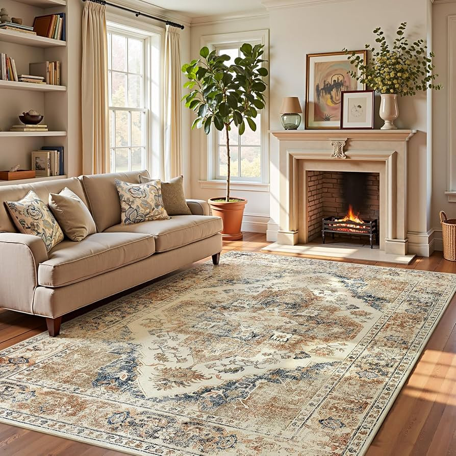 jinchan 8x10 Large Area Rug Vintage Washable Non-Slip Rug for Living Room Bedroom Dining Room Kit... | Amazon (US)
