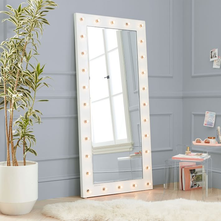 Marquee Floor Length Light Mirror (28"x59") | Pottery Barn Teen