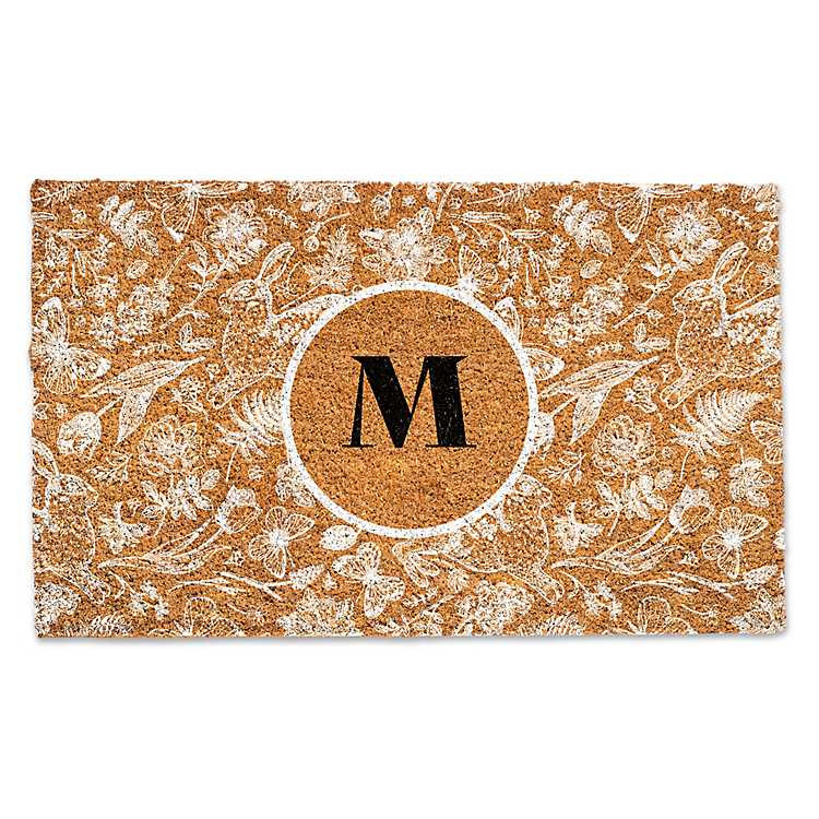 Illustrated Bunny Pattern Personalized Doormat | Kirklands