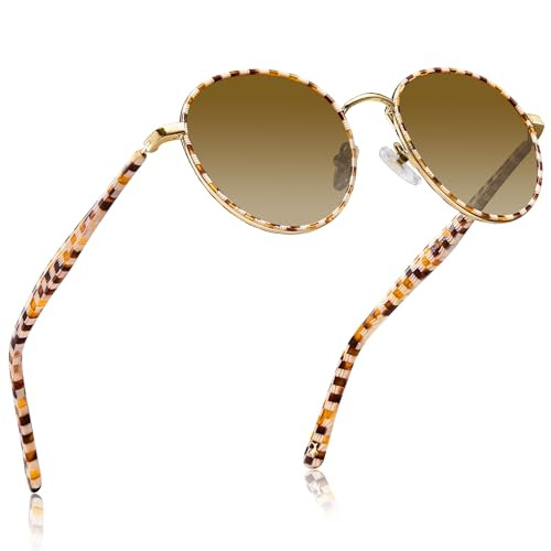 CARFIA Retro Round Polarized Sunglasses for Women UV Protection Acetate Arms Metal Frame Driving ... | Amazon (US)