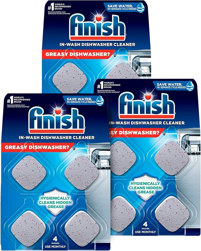 Finish Dishwasher Cleaner Tablets, 12 count, Hygienically Cleans Hidden Grease, Use in Normal Cyc... | Amazon (US)