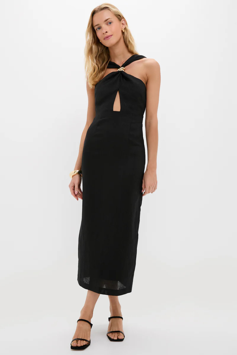 Black Linen Francis Maxi Dress | Tuckernuck (US)