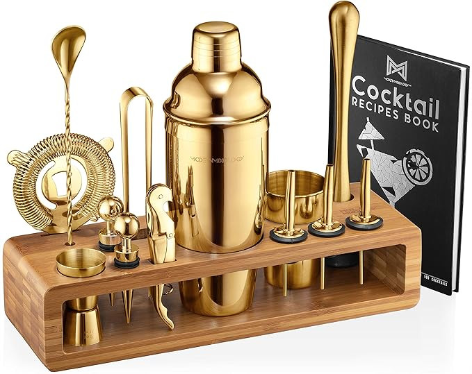 Mixology Bartender Kit: 23-Piece Bar Set Cocktail Shaker Set with Stylish Bamboo Stand | Perfect ... | Amazon (US)