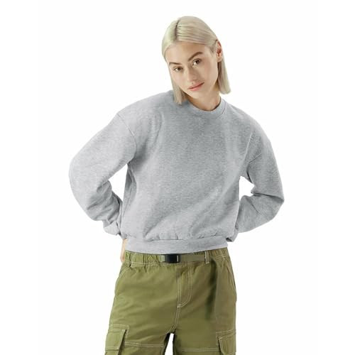 American Apparel Women's ReFlex Fleece Crewneck Sweatshirt, Heather Grey, Small | Amazon (US)