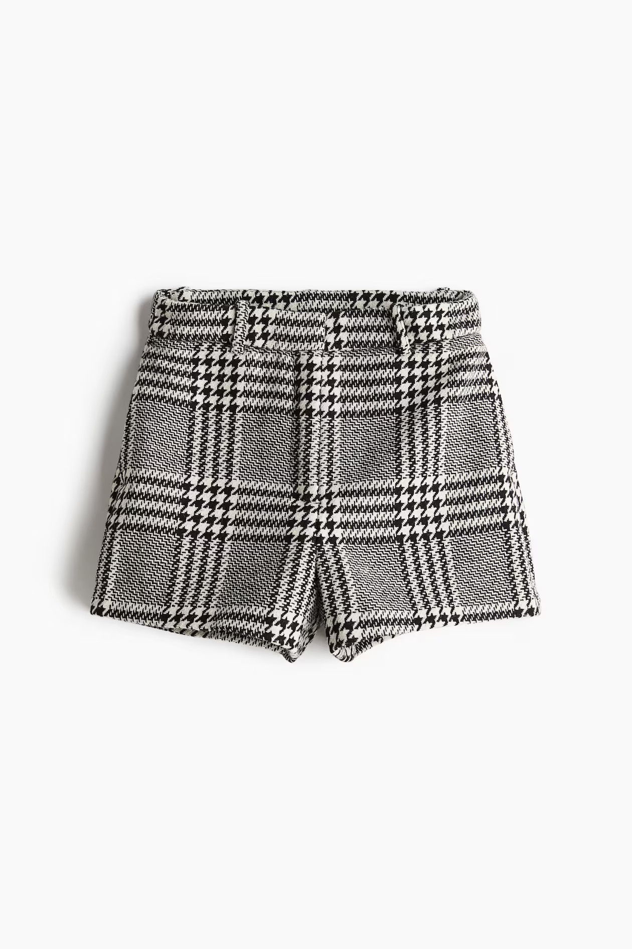 Tailored shorts - High waist - Short - Black/Dogtooth-patterned - Ladies | H&M GB | H&M (UK, MY, IN, SG, PH, TW, HK)