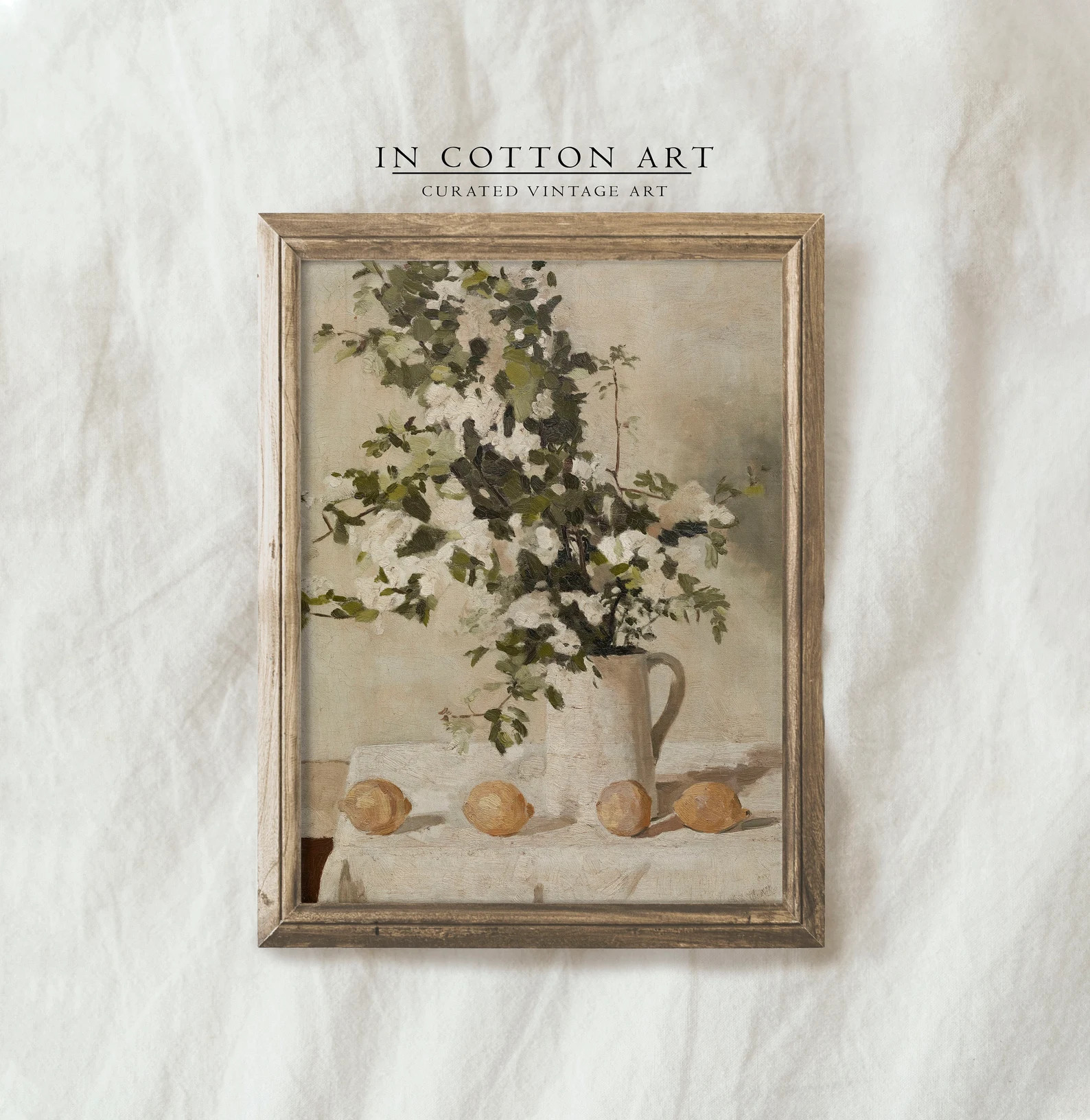 Neutral Still Life Oil Painting / White Flower Vase Art Print / Vintage Farmhouse Kitchen Art PRI... | Etsy (US)