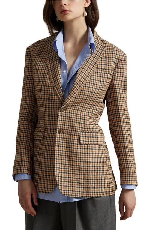 Polo Ralph Lauren Plaid Linen Blazer in Country Plaid at Nordstrom, Size 0 | Nordstrom