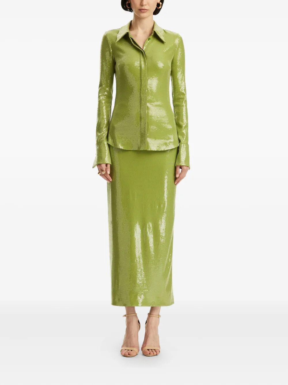 Oscar De La Renta Sequinned Shirt | Green | FARFETCH | Farfetch Global