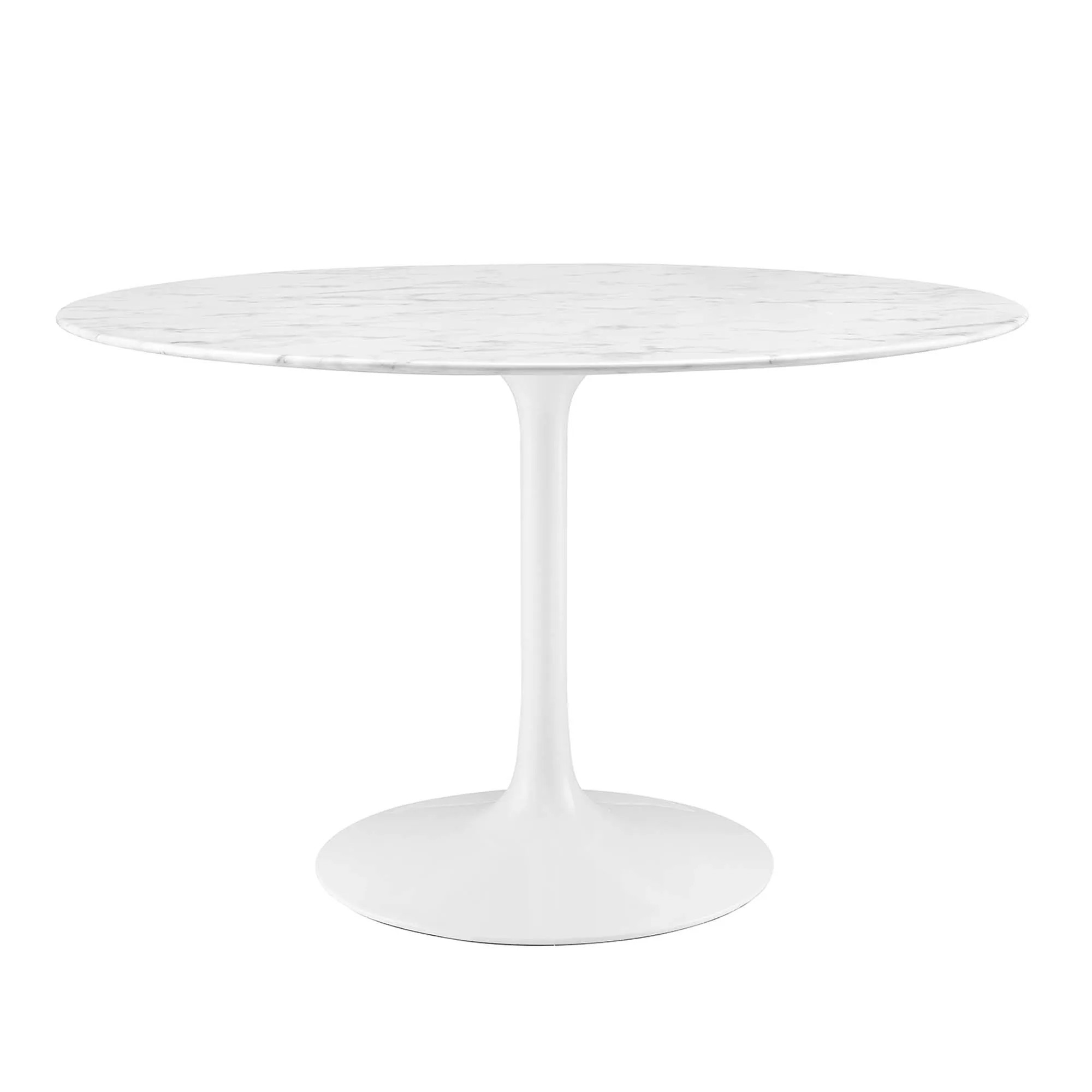 Modway Lippa 48 Inch Round Faux Marble Dining Table in White one_size | EEI-1131-WHI | Lowe's