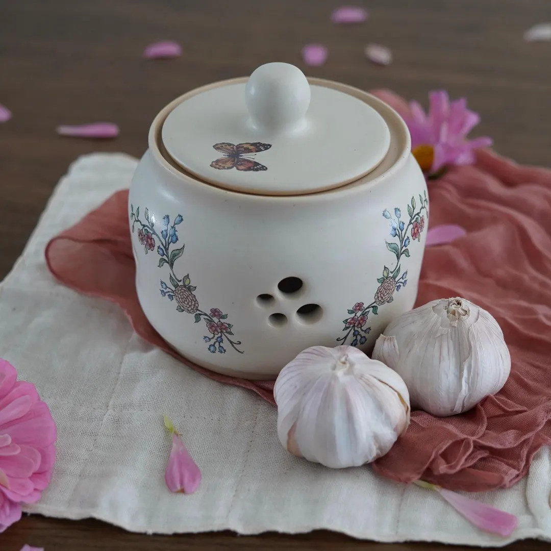 Handmade Ceramic Garlic Keeper: Primavera Floral Design | Etsy (US)