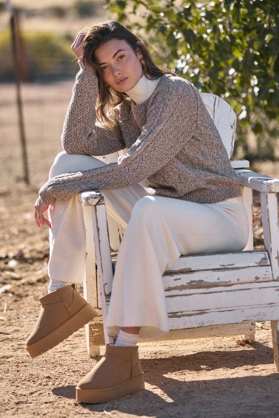 Luxurious Comfort Ivory Waffle Knit Wide-Leg Sweater Pants | Lulus (US)