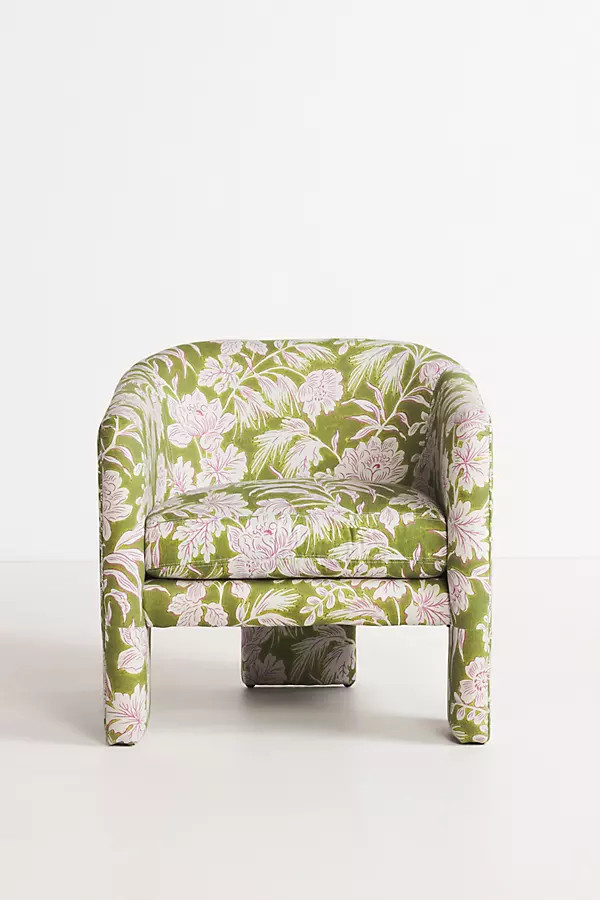 Simone Floral Effie Tripod Chair By Anthropologie in Green | Anthropologie (US)