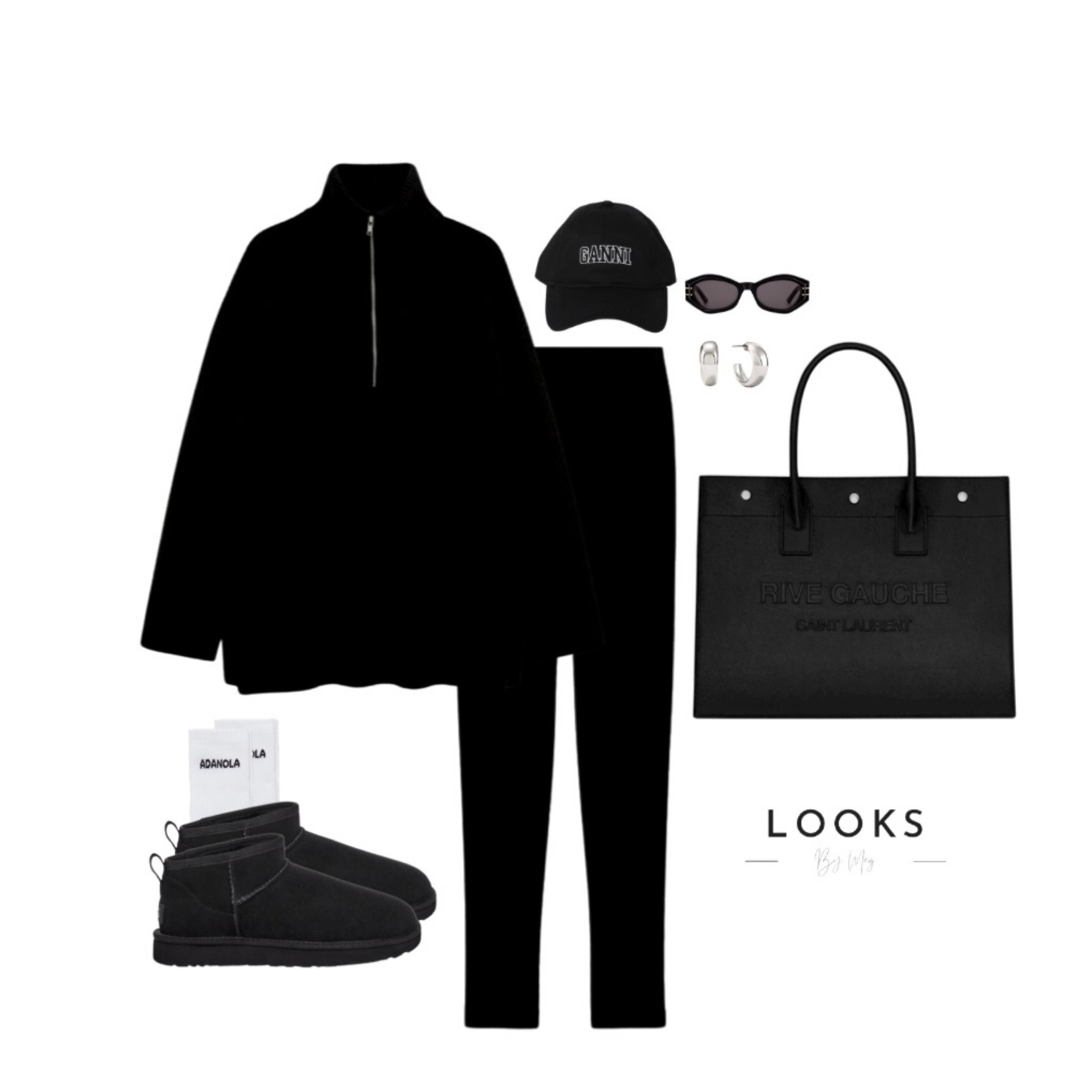 A comfy all black autumnal fit 🖤

#halfzip #sweater #yslbag #totebag #ganni #dior #sunglasses #mejuri #silverhoops #ugg #uggboots #adanola #cap 

#LTKshoecrush #LTKitbag #LTKstyletip