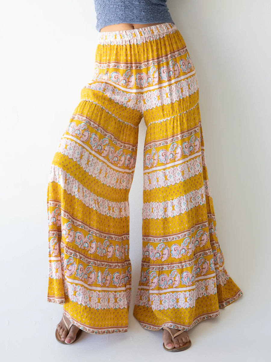 Patti Palazzo Pant - Mustard Paisley | Natural Life