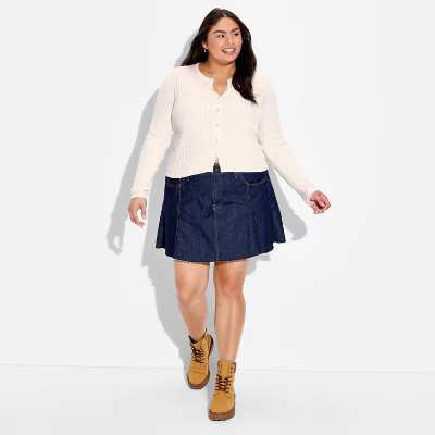 Women's Crewneck Baby Cable Cardigan - Wild Fable™ Cream 1X | Target