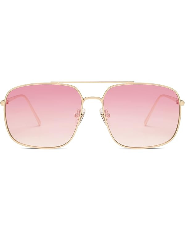 SOJOS Retro Square Aviator Sunglasses Womens Mens Aesthetic Y2k Light Lens Shades SJ1176 | Amazon (US)