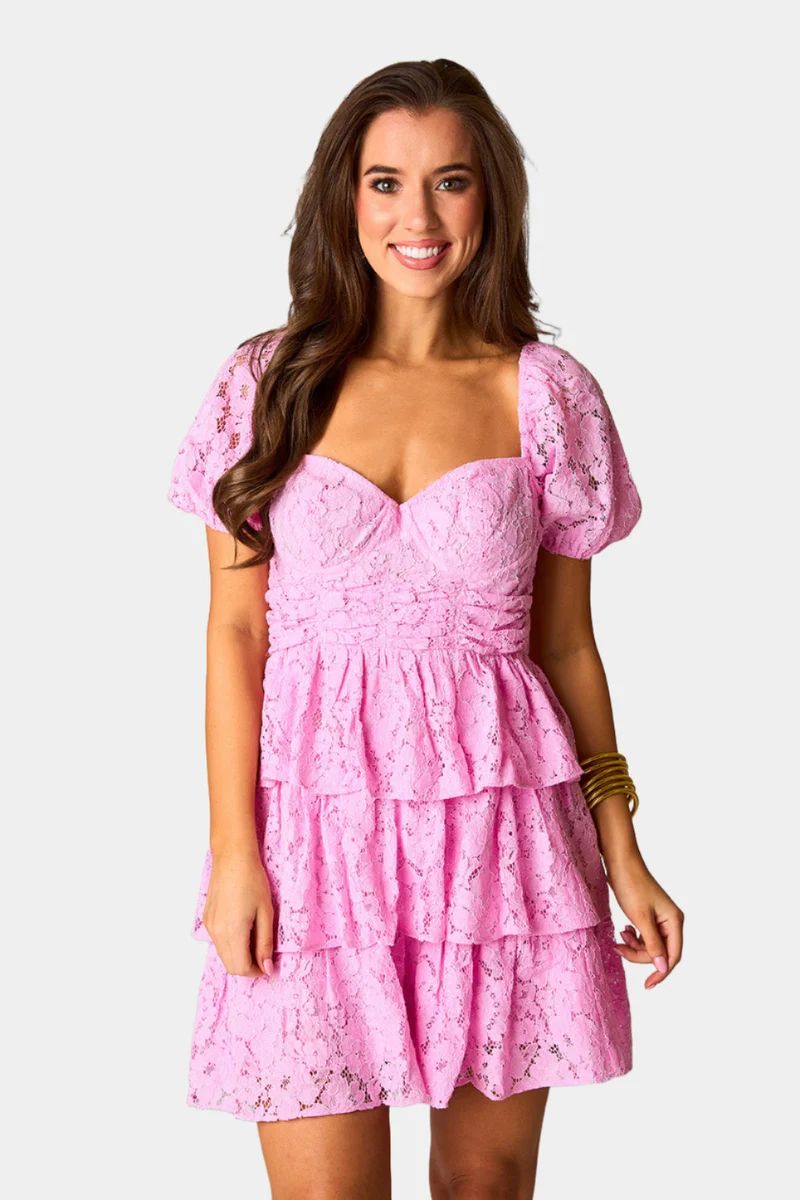 BuddyLove | Conner Short Lace Dress | Frosting | BuddyLove