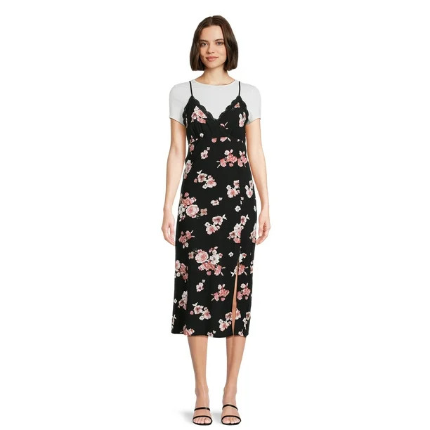 No Boundaries Juniors Woven Midi Dress | Walmart (US)