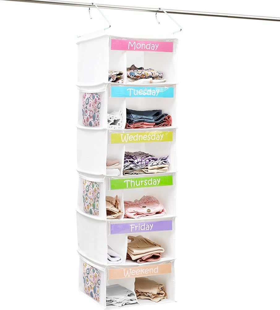 Houseables Kids Closet Organizers and Storage, Weekly Hanging Clothes Organizer, Daily Kid Outfit... | Amazon (US)